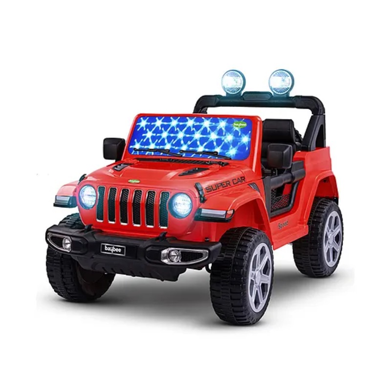 Baybee Robicun Electric Rechargeable Battery Operated Ride on Electric Jeep Car for Kids with LED Light & Music (Red)