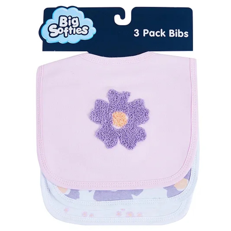 Big Softies Applique Embroidery and Printed Baby Bibs with Soft Velcro Fastener-Flower-Cotton Ultra Soft & Super Absorbent For Drooling,