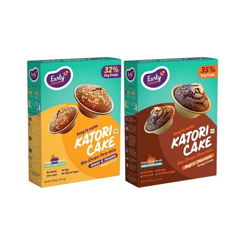 Early Foods Ragi Choco & Jowar Sesame Katori Cake Mix Pack of 2 , 300g Each