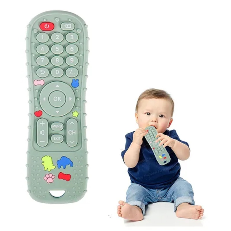 FunBlast Remote Shaped Silicone Teether Toy for Babies  Pack of 1 Sea Green