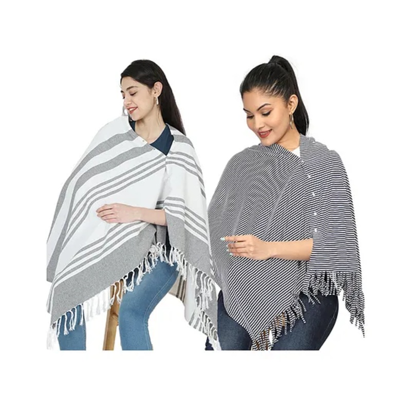 nene Mothers MultiPurpose Large Size Nursing Feeding Scarf – Grey & Navy Blue