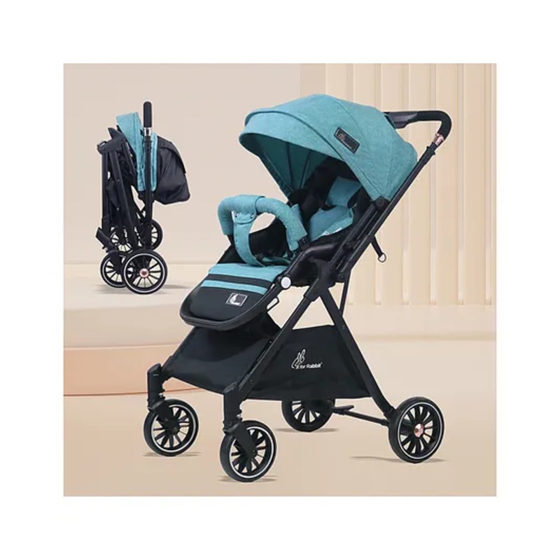 R for Rabbit Street Smart Nova Stylish Baby Stroller | Pram with Reversible Handle, One Hand Fold Mechanism for 0-3 Years Boy & Girl (Green Black)