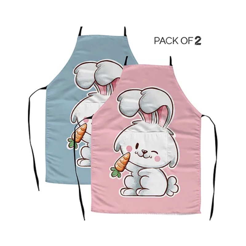 Right Gifting Satin Apron For Kids With Adjustable Waist & Centre Pocket Pack of 2- Multicolor