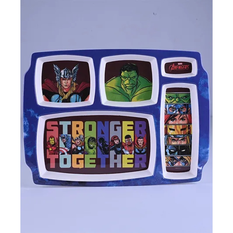 Servewell Rectangular 5 Partition Plate Avengers Print-  (Color and design may vary)