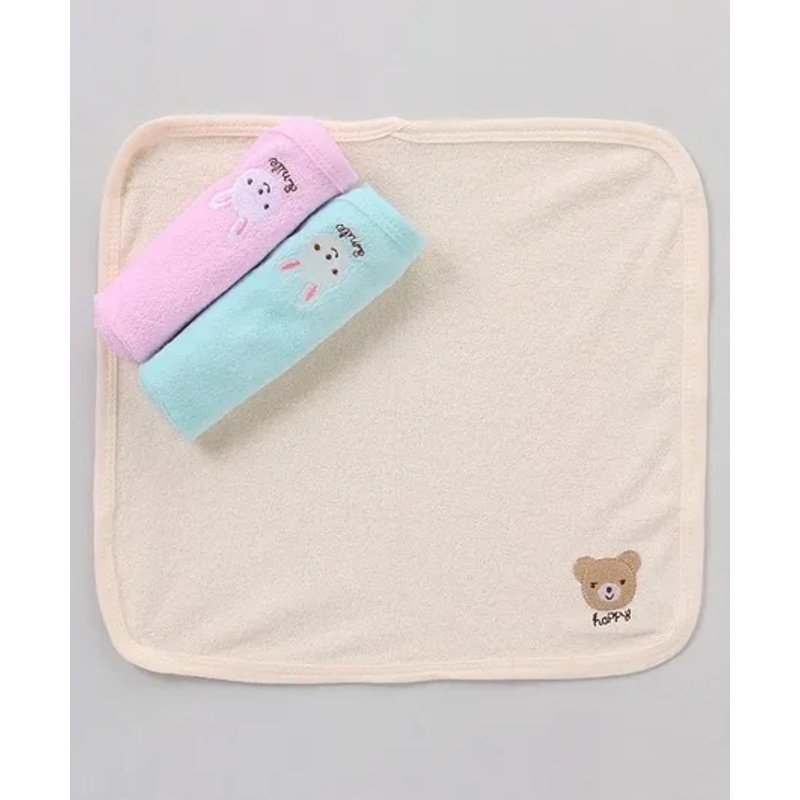 Simply Bunny Print Interlock Wash Cloth Pack Of 3 – Pink Blue
