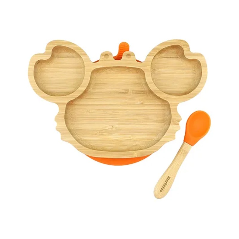 Starkiddo Crab Bamboo Suction Plate and Learning Weaning Set – Orange