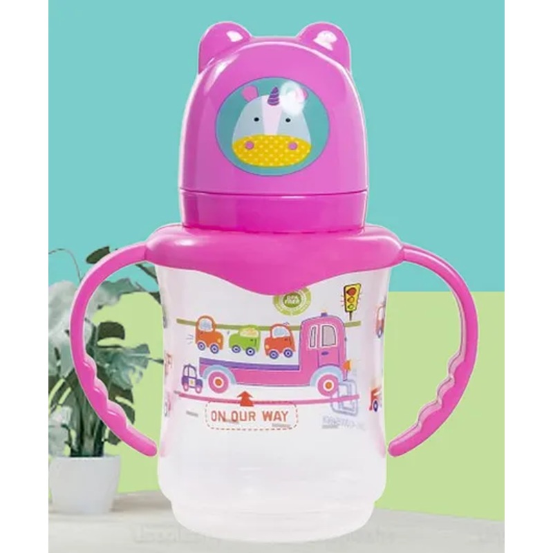 The Cheeky Kidzz Trendy Baby Sipper Feeding Liquids Milk Feeder Polypropylene Wide Neck 250ml Bottle With Anti Colic Silicone Nipple BPA Free (PINK)