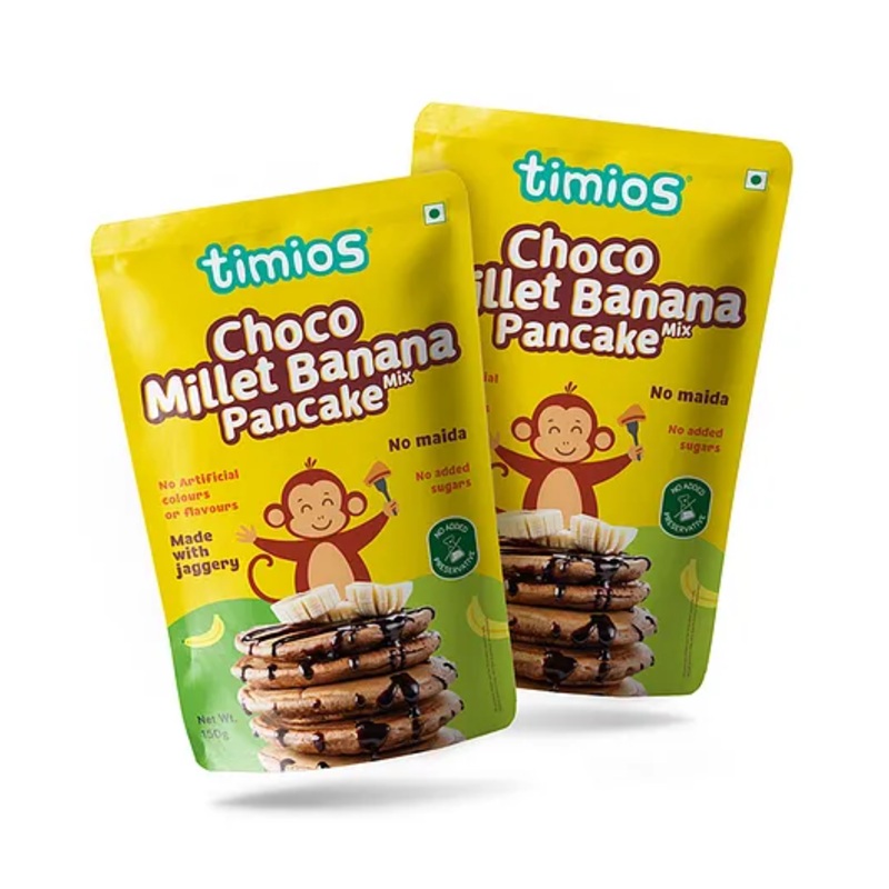 Timios Multigrain No-Maida Organic Millet Instant Pancake Choco Banana Pack of 2 – 150 g Each