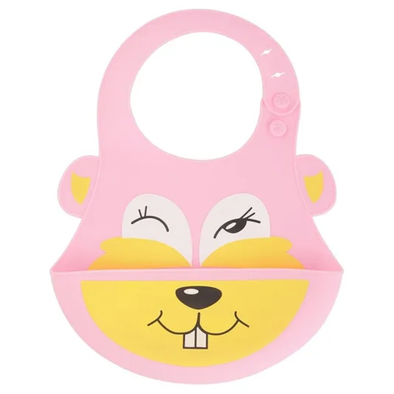 Yellow Bee Kids Bunny Silicone Bib – Pink