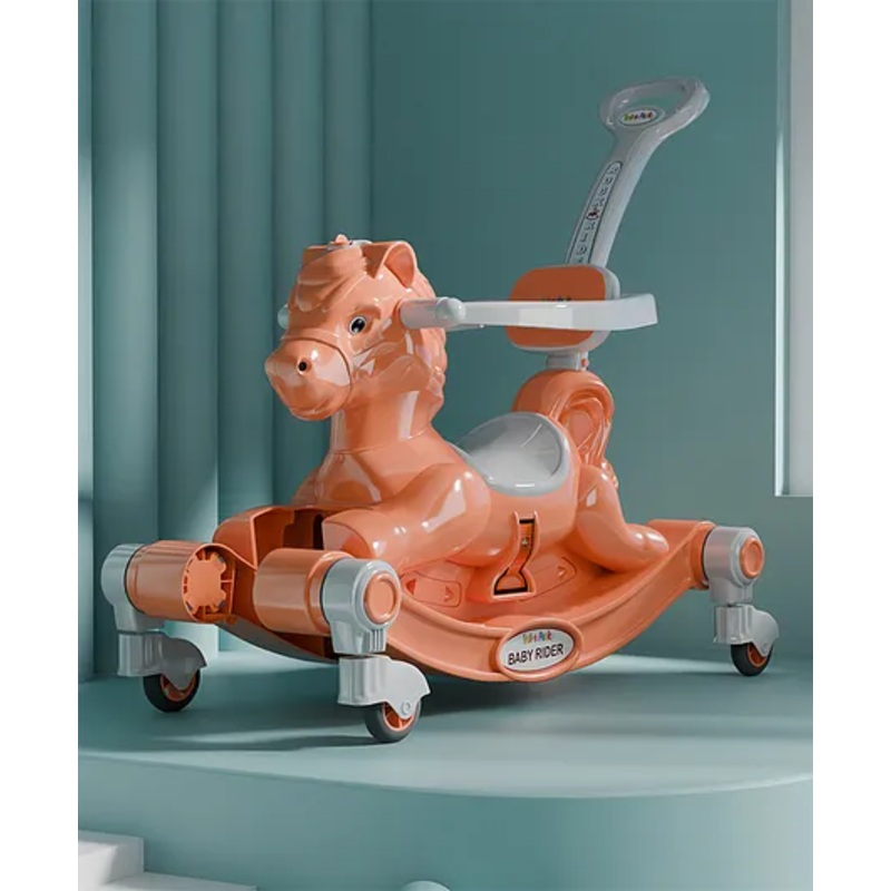 3 in 1 Baby Horse Rider Kids Ride On Car for Kids Push Ride on Toy with Rocker Push Handle  Rotating Head & Safety Bar – Orange