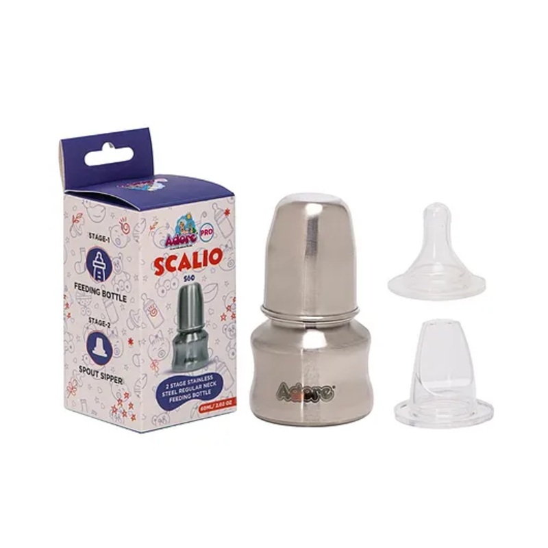 Adore Scalio 2 Stage Stainless Steel Regular Neck Feeding Bottle -60 ml