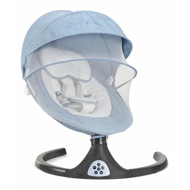 Automatic Electric Swing with Adjustable Swing Speed & Soothing Music with Mosquito Net & Safety Belt – Blue