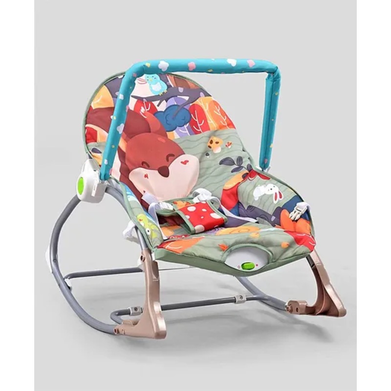 Baby Rocker with Electric Vibration – Multicolor| Mosquito Net| Safety Harness| Foldout Stand