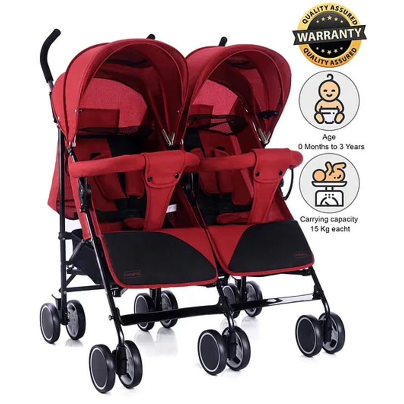 Babyhug Deuce Twin Stroller – Red