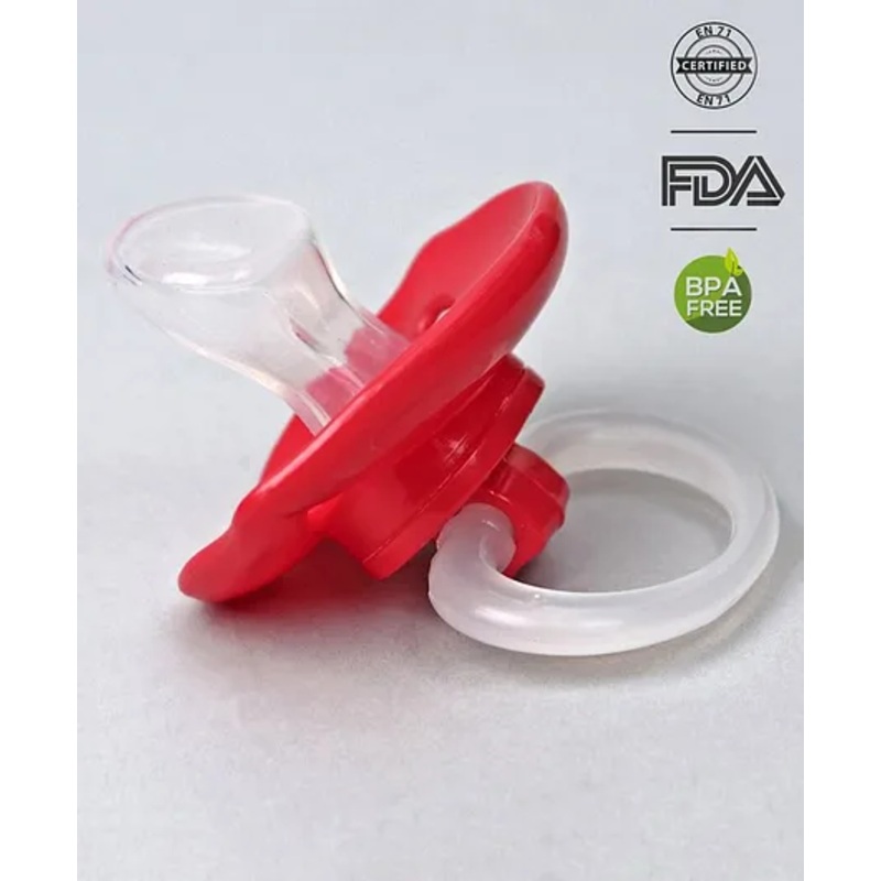 Babyhug Silicone Orthodontic Soother with Protective Cover Lips Shape  Red | BPA Free | Non-Toxic | Soft Silicone | Lightweight | EN Certified
