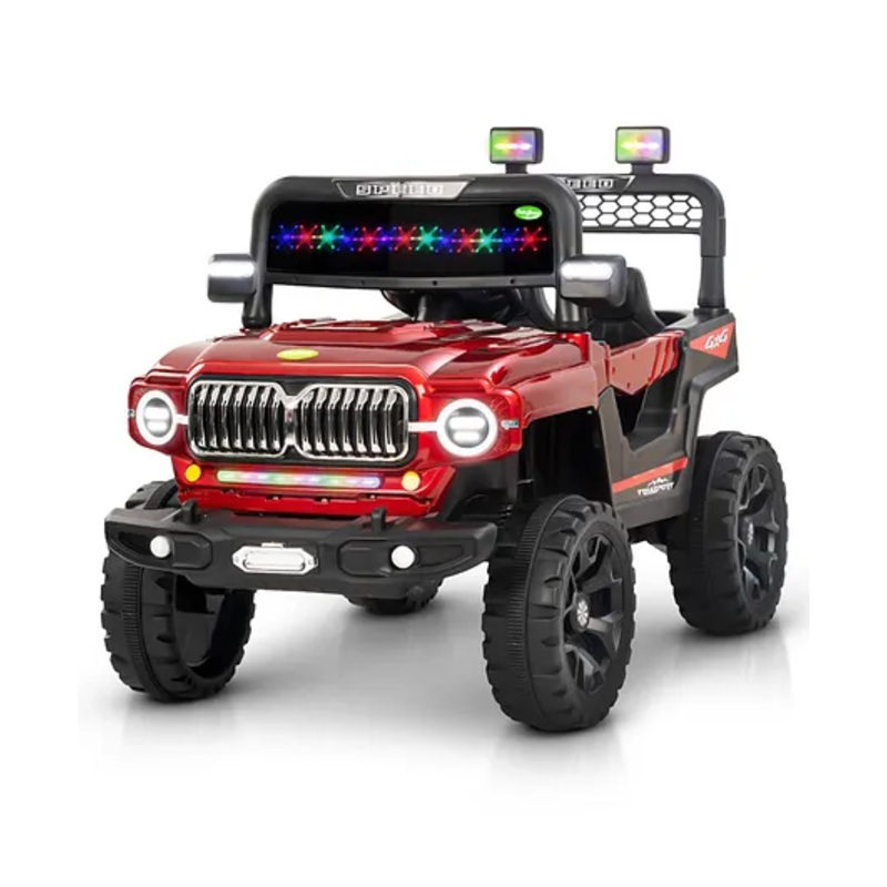 Baybee Elento Battery Operated Ride on Electric Jeep Car for Kids | Ride on Baby Car with Music & USB, Kids Baby Big Car (Painted Red)