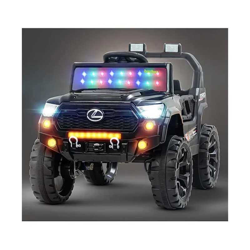 Baybee Glide 4×4 Battery Operated Jeep for Kids with RGB Windshield Light, Bluetooth & Music | Baby Big Ride on Battery Car | Electric Jeep Car for Kids (Black)
