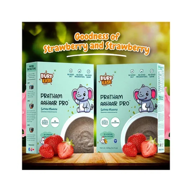 Burpease Combo Of Pratham Aahaar Pro -Strawberry Flavour i Goodness Of Strawberry – No Preservative –   Pack Of 2 – 400g+400g