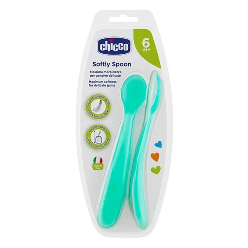 Chicco Soft Silicone Spoon Pack of 2 – Green