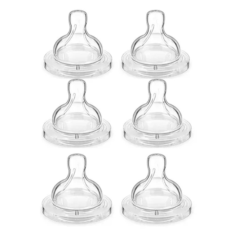 Chinmay Kids Baby Silicone Nipple with Soft Milk Feeding Head in Fast Flow Conical Shape Design for All Newborn, Infant, Toddlers for Steel Feeding Bottles Pack of 6 Transparent