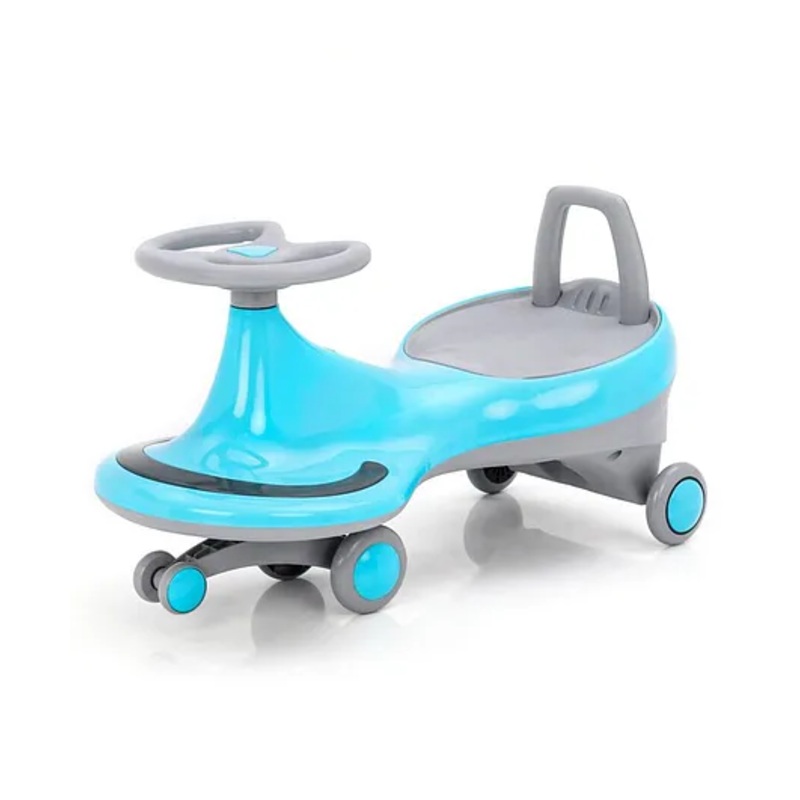 Kids Swing Car With LED Lights & Music –  Blue & Grey