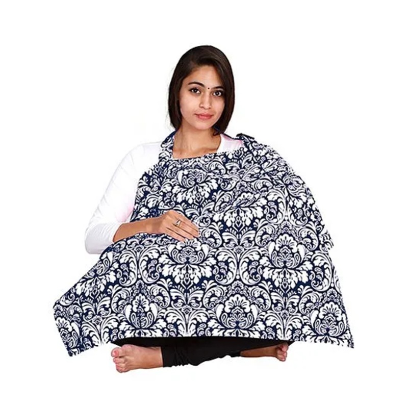 Lulamom Feeding & Nursing Cover Damask Print – Blue