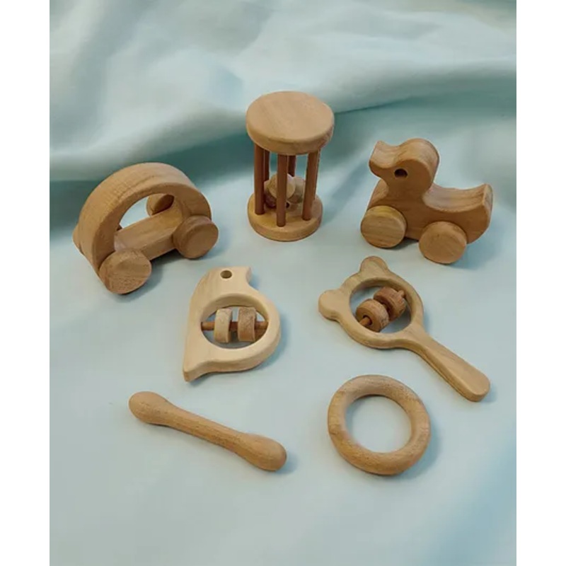 neemtoys Toddler Toys- Rattles, Wheel Toys & Teethers Made From Pure Neem Wood