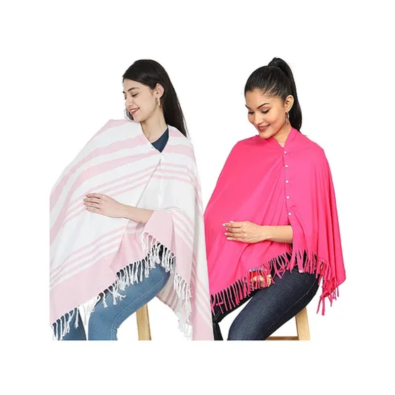 Nene Mother’s Multi g Purpose Large Size Nursing Feeding Scarf Wrap Stole Solid Pack of 2 – Pink