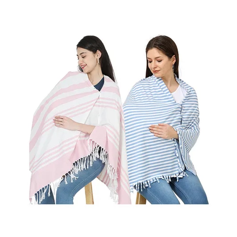 Nene Mother’s Multi g Purpose Large Size Nursing Feeding Scarf Wrap Stole Solid Pack of 2 – Pink & Sky Blue