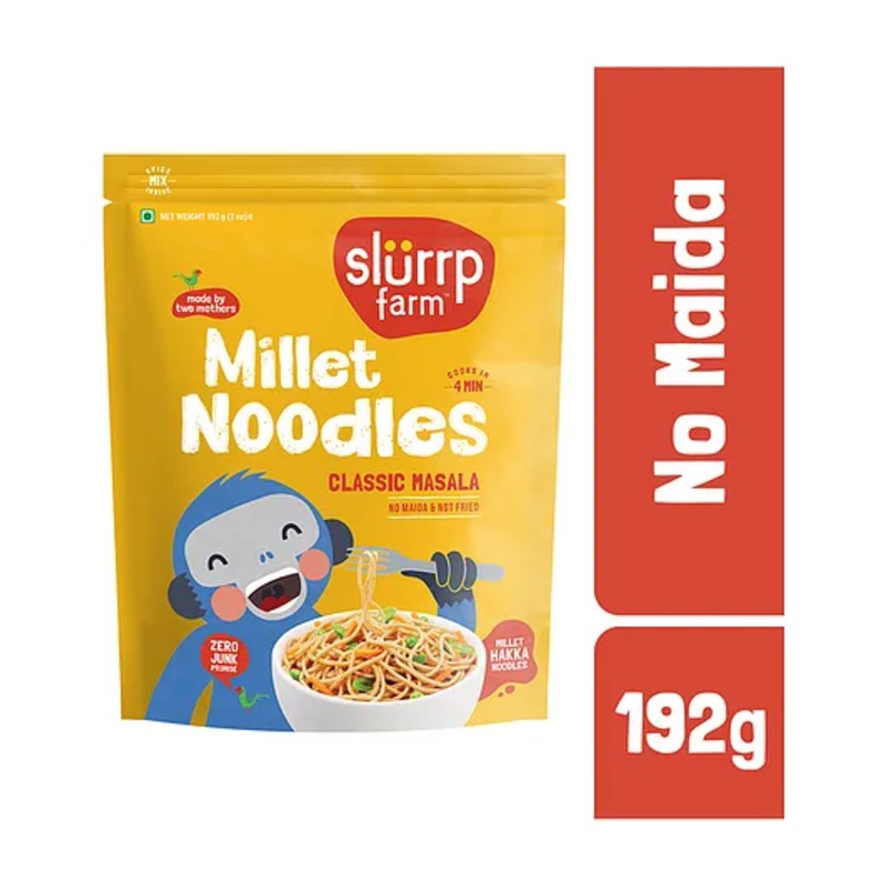 Slurrp Farm No MSG, Not Fried Hakka Noodles Classic Masala Millet Noodles – 192 gm