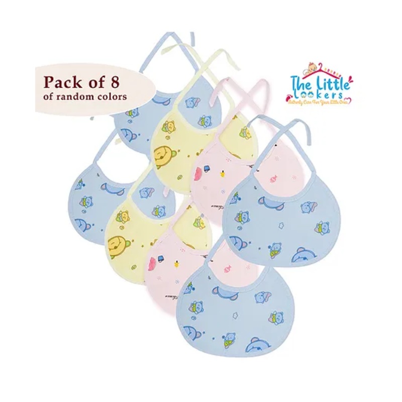 The Little Lookers Round Cotton Bibs with Tying Ropes – Pack of 8