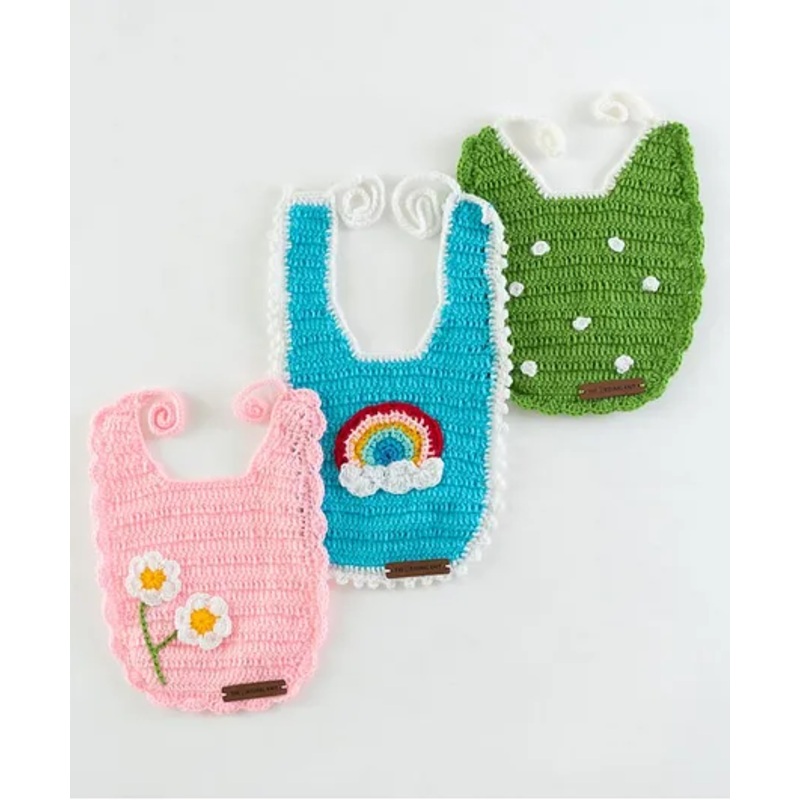 The Original Knit Pack Of 3 Floral & Rainbow Embellished Bibs – Multi Color
