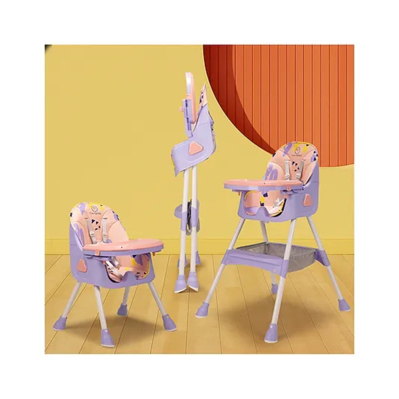 Tinyberg WonderSeat 3 in 1 Baby High Chair, Feeding Chair with Adjustable Seat Height, 5-Point Safety Belt, Portable, Foldable, 3-36 Months, 20kg Capacity-Blue Berry Pink