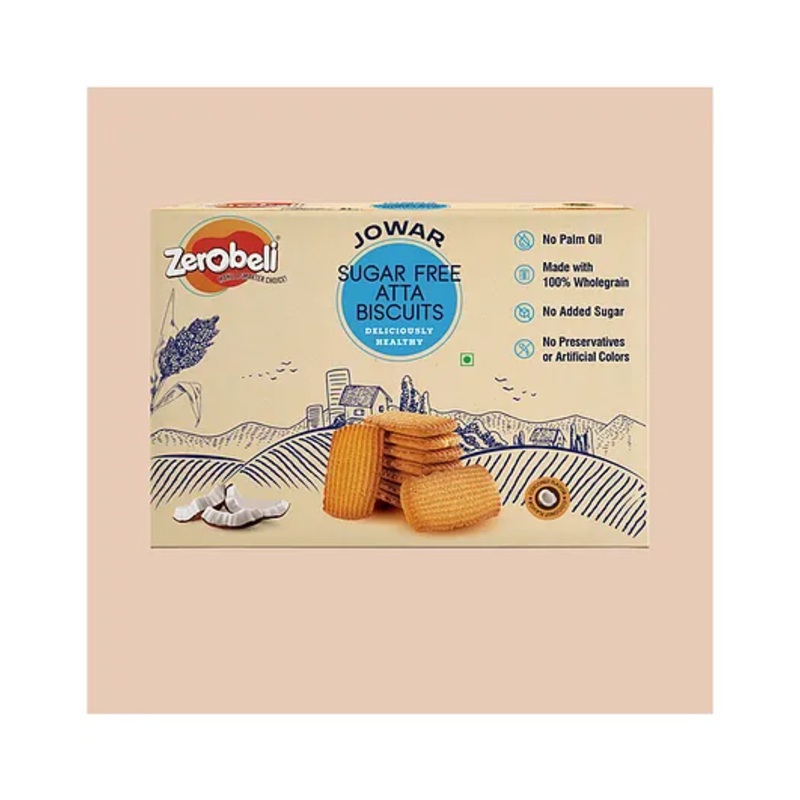 Zerobeli Sugar-Free Jowar Atta Biscuits – 325g Wholesome, Delicious, and Guilt-Free
