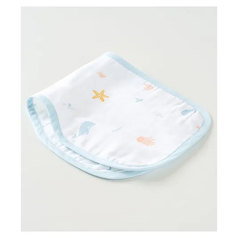 Aariro Organic Cotton Burp cloth Under the Sea – Light Blue