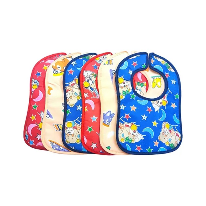 ADKD Baby Cotton Bibs Pack Of 6 – (Color & Design May Vary)