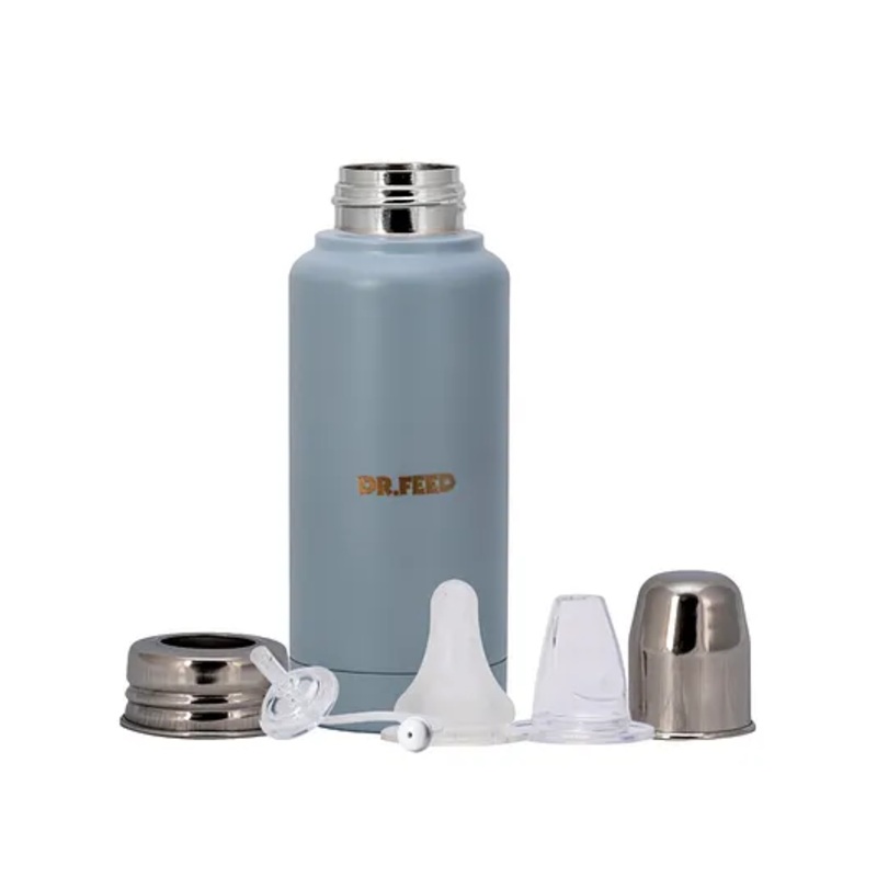 Adore Dr.Feed D2 Stainless Steel 3 Stage Double wall Insulated Hot and Cold Feeding Bottle-300ml – Blue
