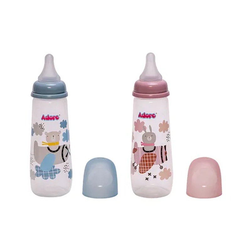 Adore Holland 2 Stage Standard Neck Feeding Bottle 250ml- Pack of 2- Dual Combo- Blue+ Pink