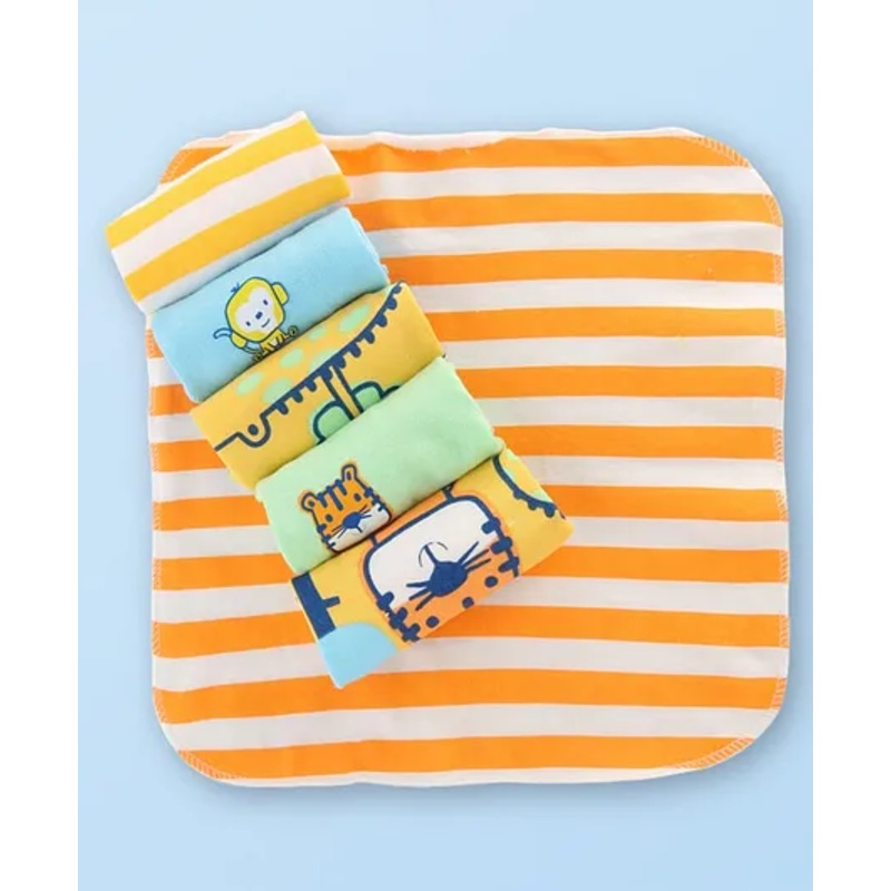 Babyhug Cotton Knit Printed Face & Hand Towel Pack Of 6 L 27.5 x B 28 cm –  Multicolour