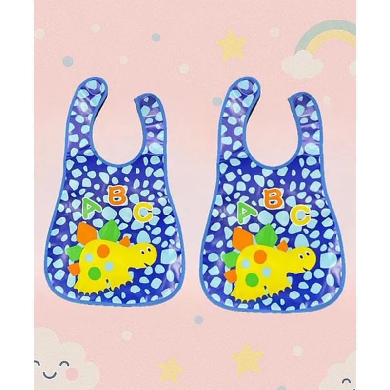 Badal Kidz Plastic Waterproof Baby Feeding Apron with BIB 2 turtle design bibs – Blue &Blue (Pack of 2)