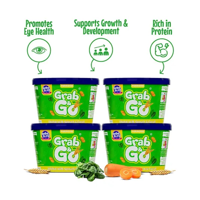 Bebe Burp Organic Khichdi Mix for Babies 6M+, No Artificial Additives, Pack of 4 – 100gm