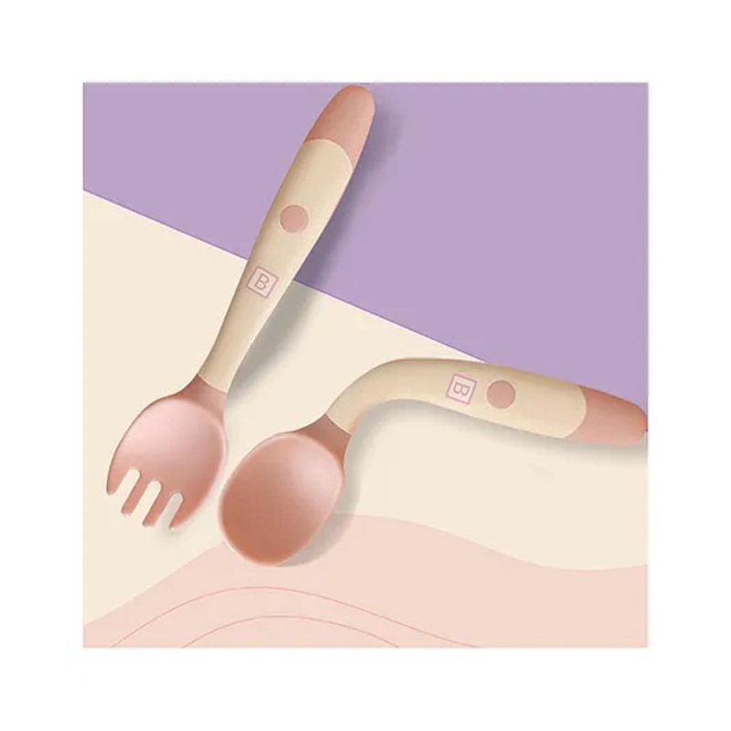 Bembika Baby Training Twist Spoon and Fork Set – Pink