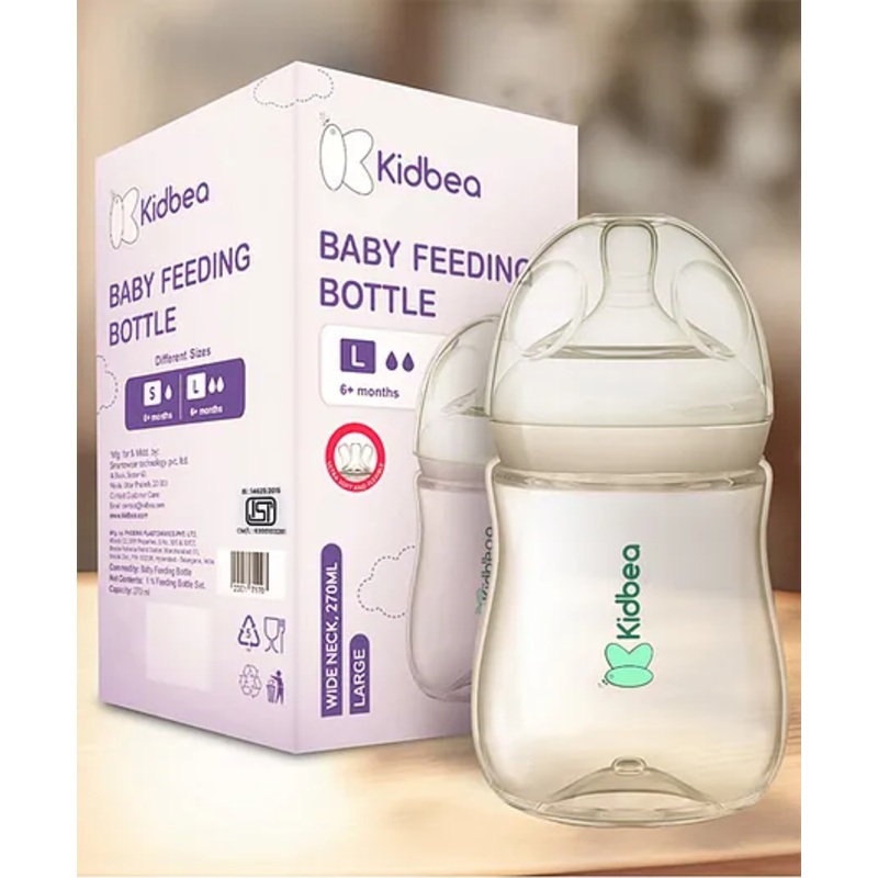 Kidbea Natural Milk Feeding Bottle, 270ml, 100 g offwhite