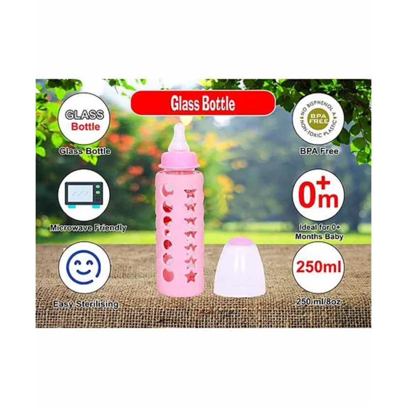 Mastela Glass Feeding Bottle Pink – 250 ml