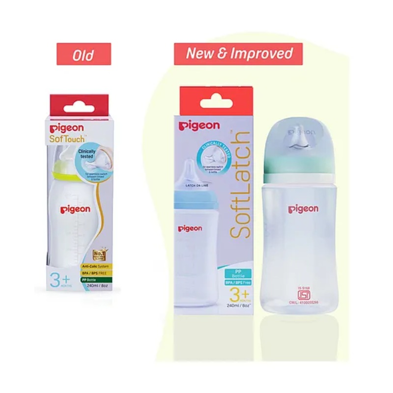 Pigeon Softlatch Peristaltic Plus Plastic Feeding Bottle Green – 240 ml