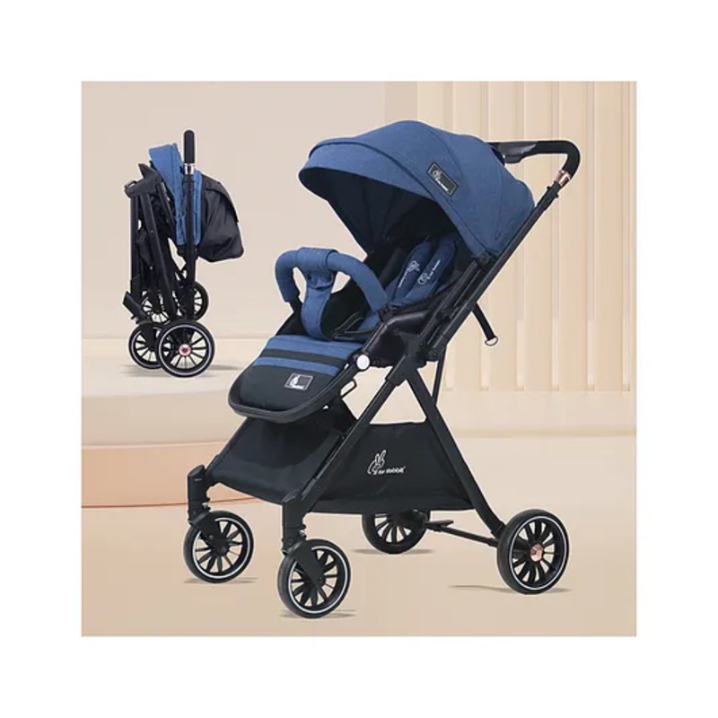 R for Rabbit Street Smart Nova Stylish Baby Stroller | Pram with Reversible Handle, One Hand Fold Mechanism for 0-3 Years Boy & Girl (Blue Black)