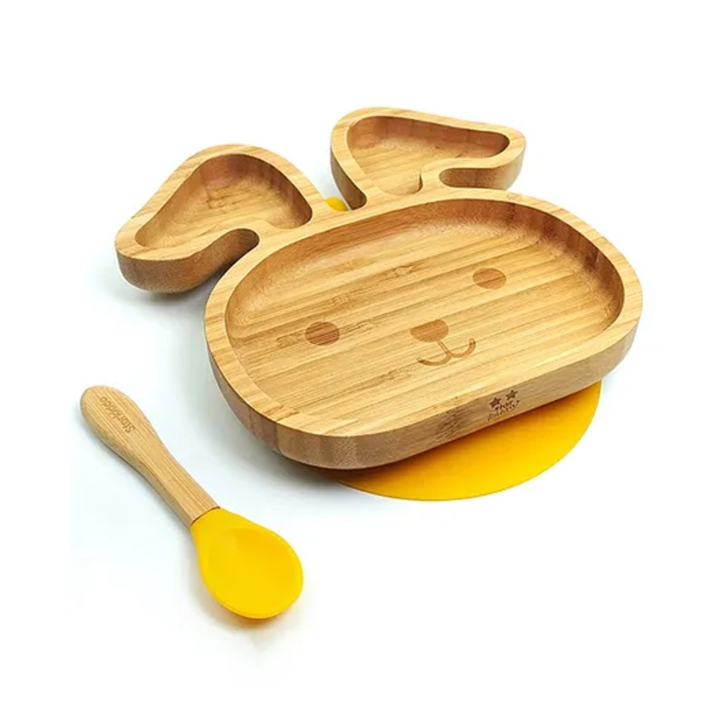 Starkiddo Bunny Bamboo Suction Plate and Learning Weaning Set – Yellow
