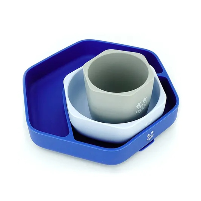 Starkiddo Healthy Foodie Set Food Grade Silicone Suction Plates for Baby – Cyan Fun