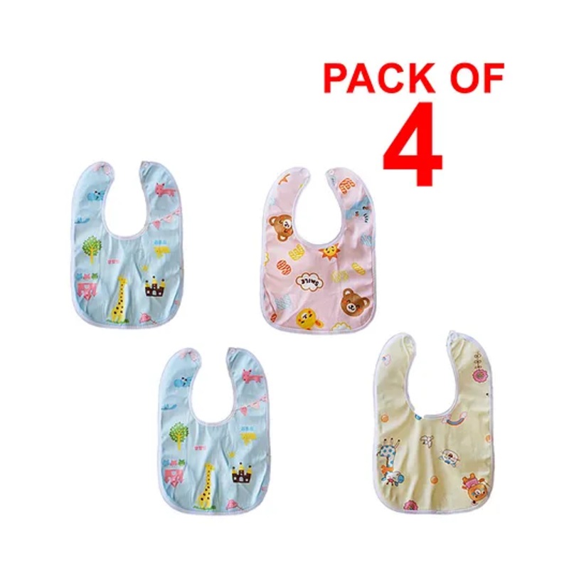 SYGA 4 Pieces Bandana Style Dribble Bibs Soft & Absorbent With Adjustable Snaps (Color and Print May Vary)