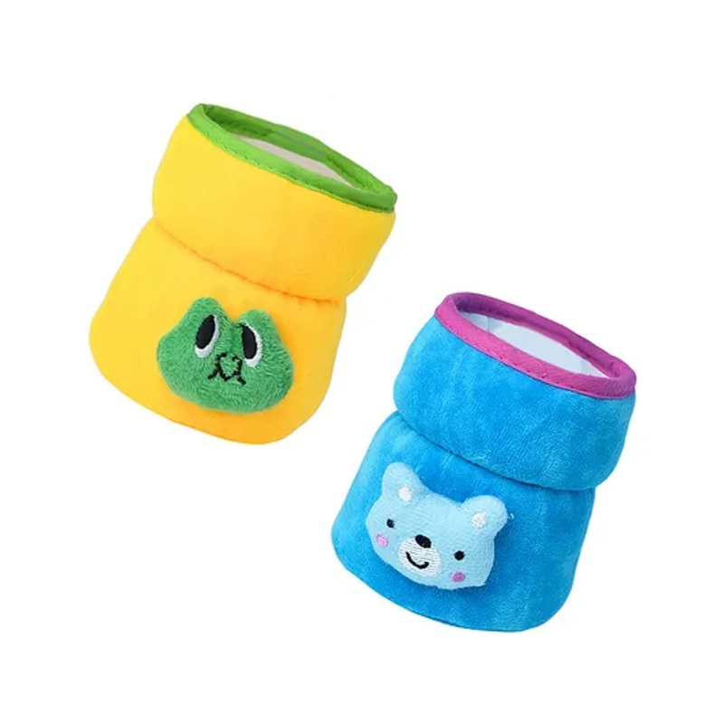 The Little Looker Plush Cotton Bottle Cover Blue Yellow Pack of 2 – Fits 125ml Bottle Each (Cartoon Print May Very)